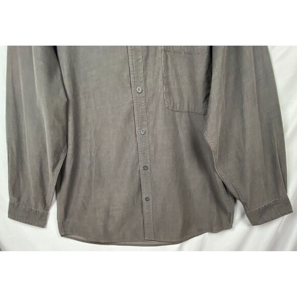 NWT Faded Glory Corduroy Shirt Men Large Gray Button Down 100% Cotton Fall Shirt - Picture 3 of 13